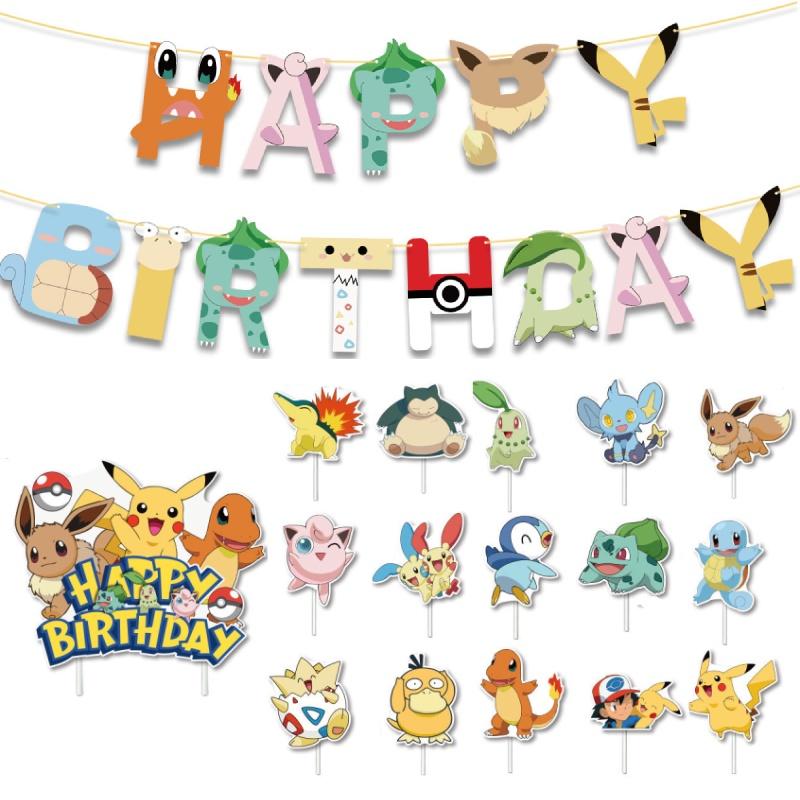 Sada vlajek s Pikachu balónkem Magické Pokmon Dekorace na narozeninovou oslavu
