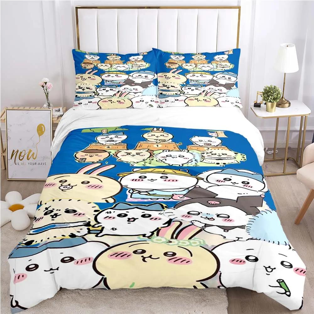 Cartoon Chiikawa Pattern Quilt Cover Pillowcase Two or Three Piece Multi Size Duvet Cover Bedding Sets Christmas Gift