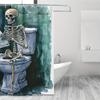 1PC Skeleton on Open Toilet Shower Curtain, Durable Polyester, Easy Clean, for Bathroom & Window Decor