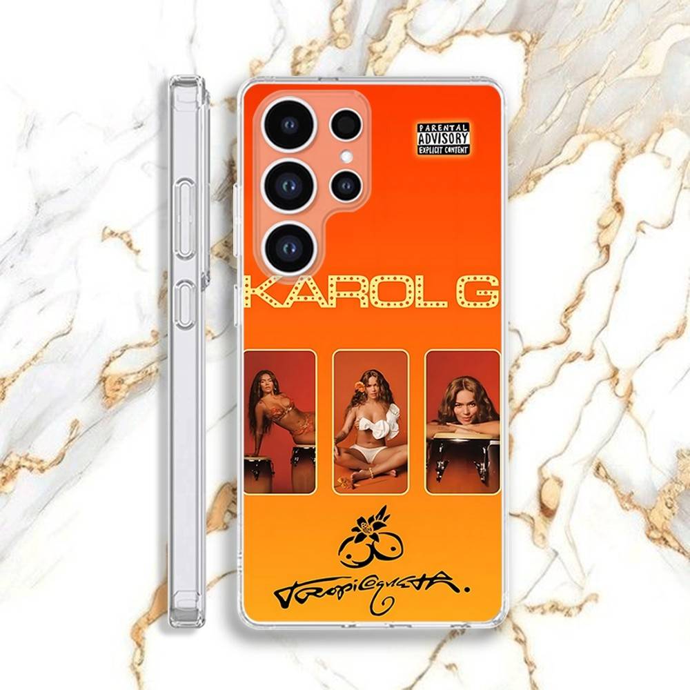 Tropicoqueta Phone Case For Samsung S30,23,21,22,20, FE lite,S10,9,8,7 PIus Note20ultra Soft Transparent K-Karol G Case