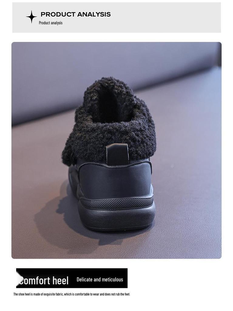 Children's White High-Top Velcro Shoes 2025 - Plus Velvet, Thick Sole