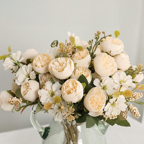 Flowers Real Like Faux Silk Flower Arrangements Mixed Fake Rose Hydrangea Bouquet