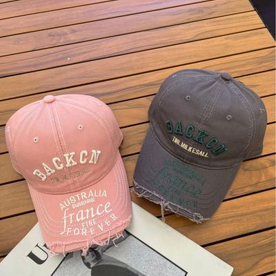 New Hat with Broken Edge Letters Baseball Hat for Women Korean Style Spring and Summer Niche Outfit with Stylish Travel Sun Protection Baseball Cap