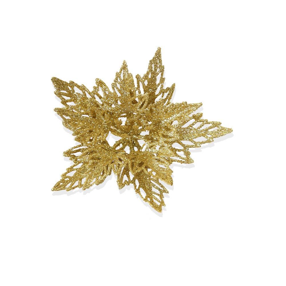 13cm Weihnachten Glitzer Blume Kopf Pailletten Realistisch Künstliche Weihnachtsstern Blume Handgemacht Simulation Weihnachtsbaum Dekorationen