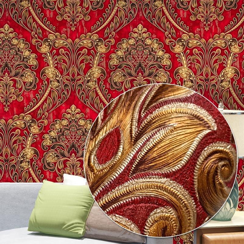 3d Embossed European Flower Wallpaper Backdrop
