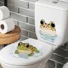 Playful Cartoon Frog Toilet Seat Sticker Waterproof Self-Adhesive Removable Decal for Bathroom WC Decoration