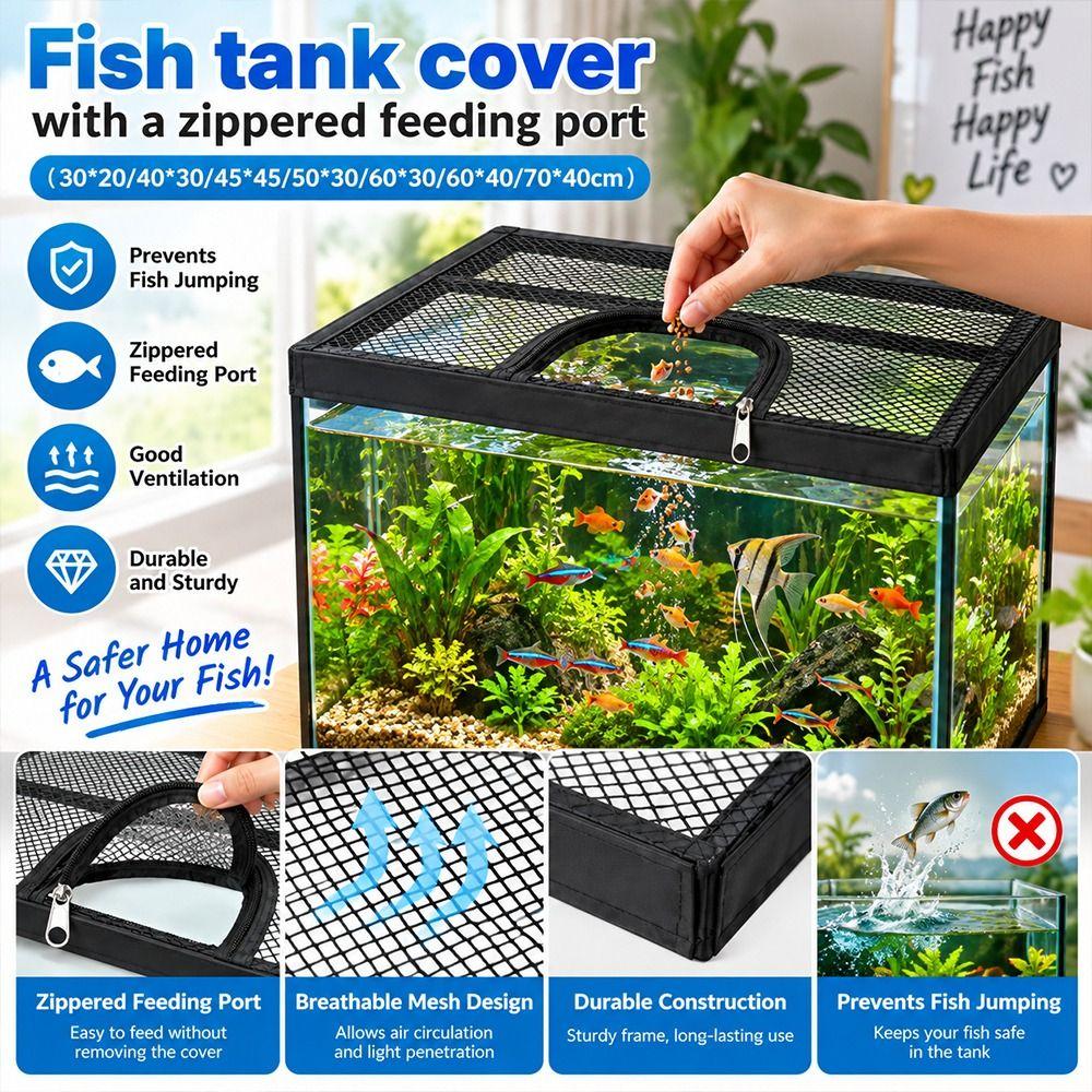 Fine Mesh Fish Tank Net Lid Black Aquarium Anti-jump Net Durable Fish Tank Lid Cover  Marine Tanks