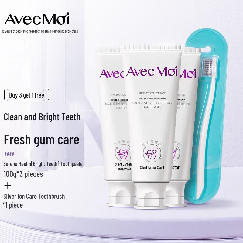 

Avec Moi Probiotic Toothpaste 3-Pack with Toothbrush