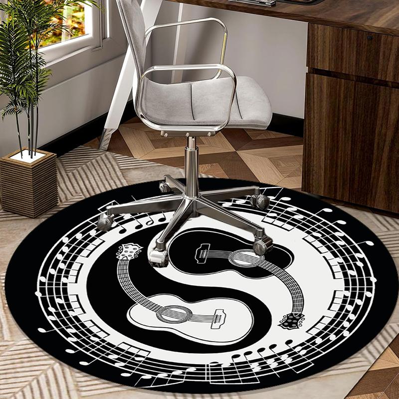 Music Harmony Symbol round carpet Chair cushion Round Entryway Rug, Soft Round Rugs for Living Room, Bedroom, Circle Carpet decor gifts