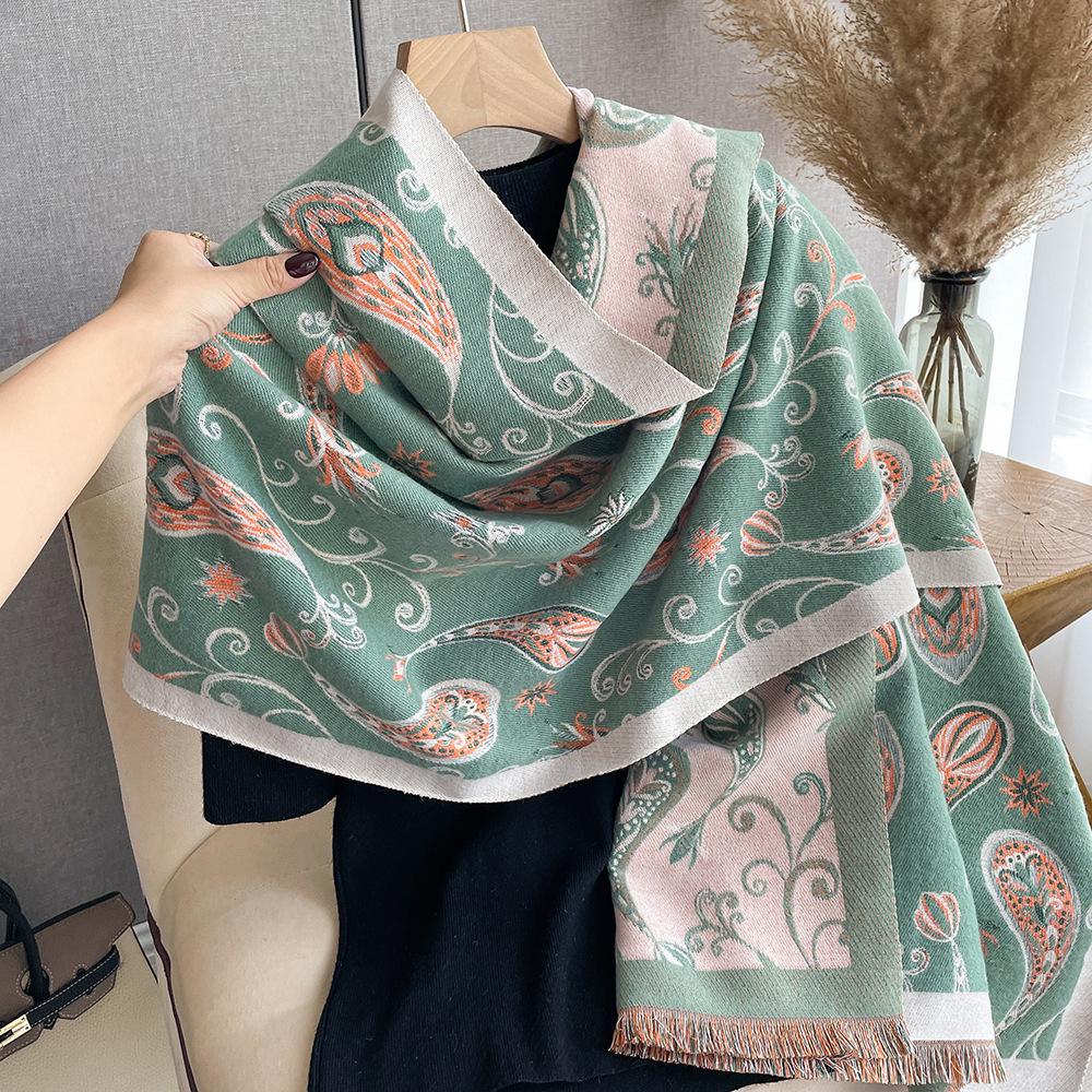 Scarf Women'S Versatile Long Scarf Imitation Cashmere Cashew Flower Shawl Women'S Scarf