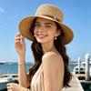 Hat Women's Leather Buckle Decorative Versatile Seaside Sunscreen Hat Summer Top Hat Flat Top Breathable Beach Sun Hat