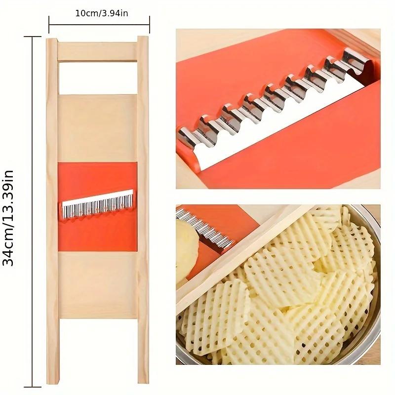 Damaly,Stainless Steel Waffle Slicer with A Natural Solid Wood Handle, Which Has Been Sanded, and There Is No Glue Bonding