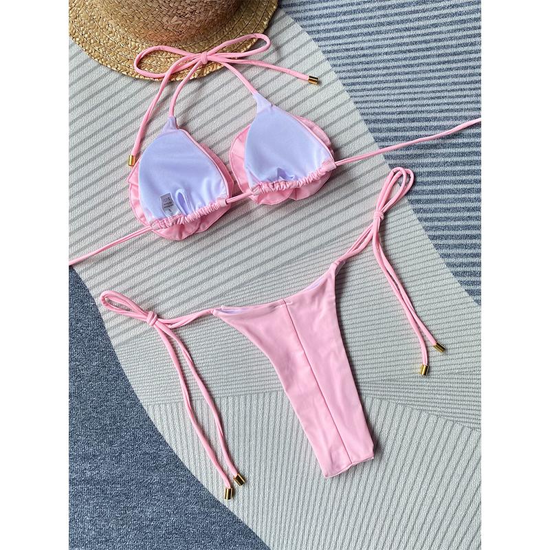 2024 Floral Bikini Micro Bikini Set Push Up Women Swimsuit Female Swimwear Bandage Biquini Sexy Bathing Suit Solid Swimming Beachwear
