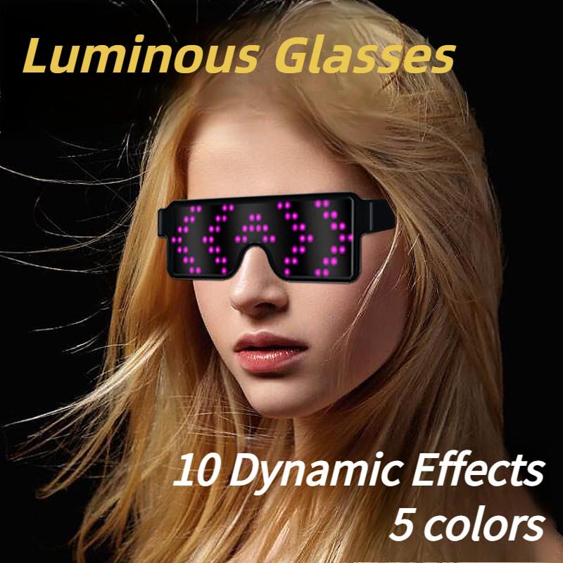 Luminous Glasses Christmas Party Atmosphere Decoration Rechargeable LED Props Stage Dynamic Glasses