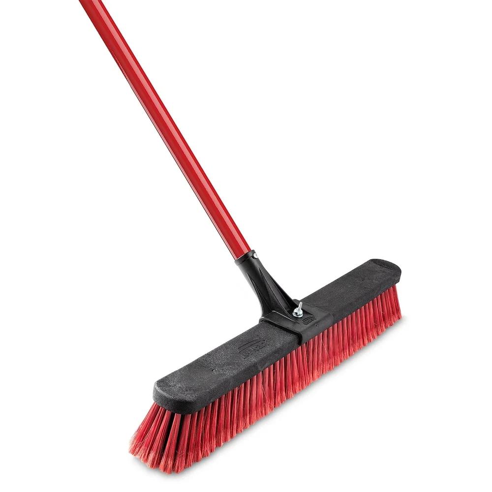 Durable 24 Inch Multi-Surface Push Broom with Heavy Duty Steel Handle Cleaning Garage Patio Driveway