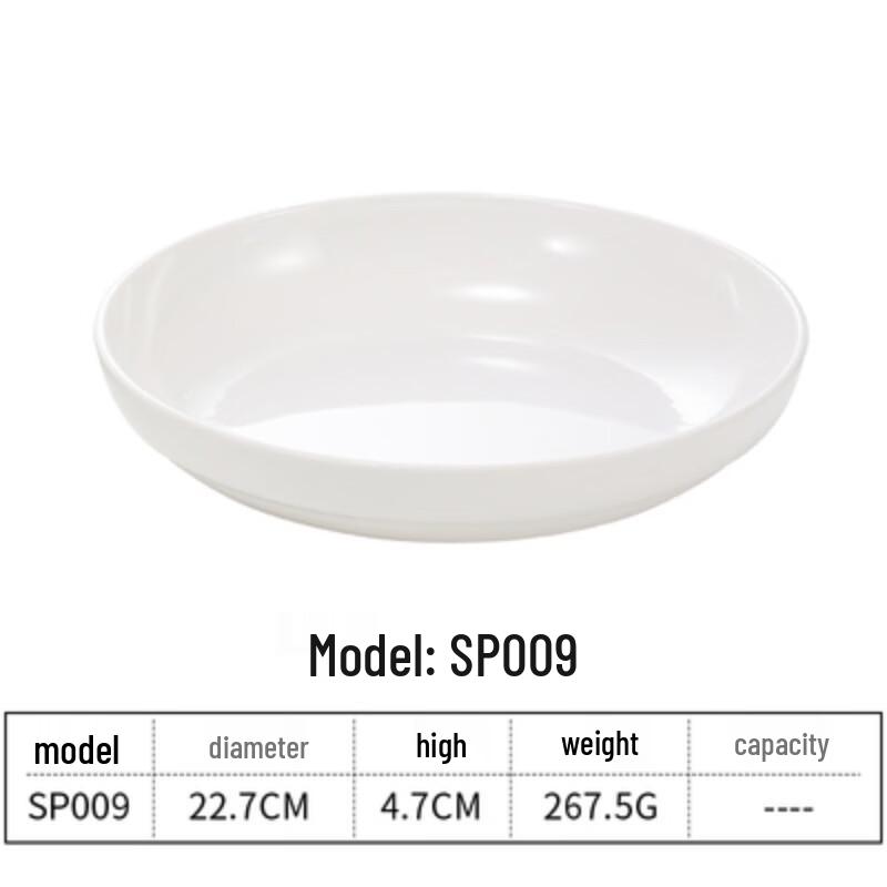 9-inch White Melamine Round Dinner Plate