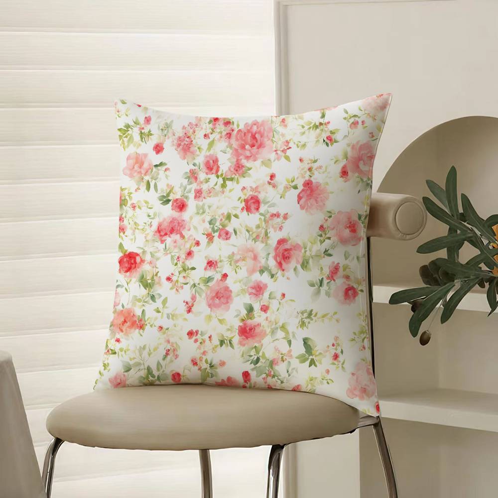 Frische Blumen und frischer Familienstil Kissenbezug Komfort Sofabett Seidig elegant Unsichtbarer Reißverschluss Dekorative Kissenhülle