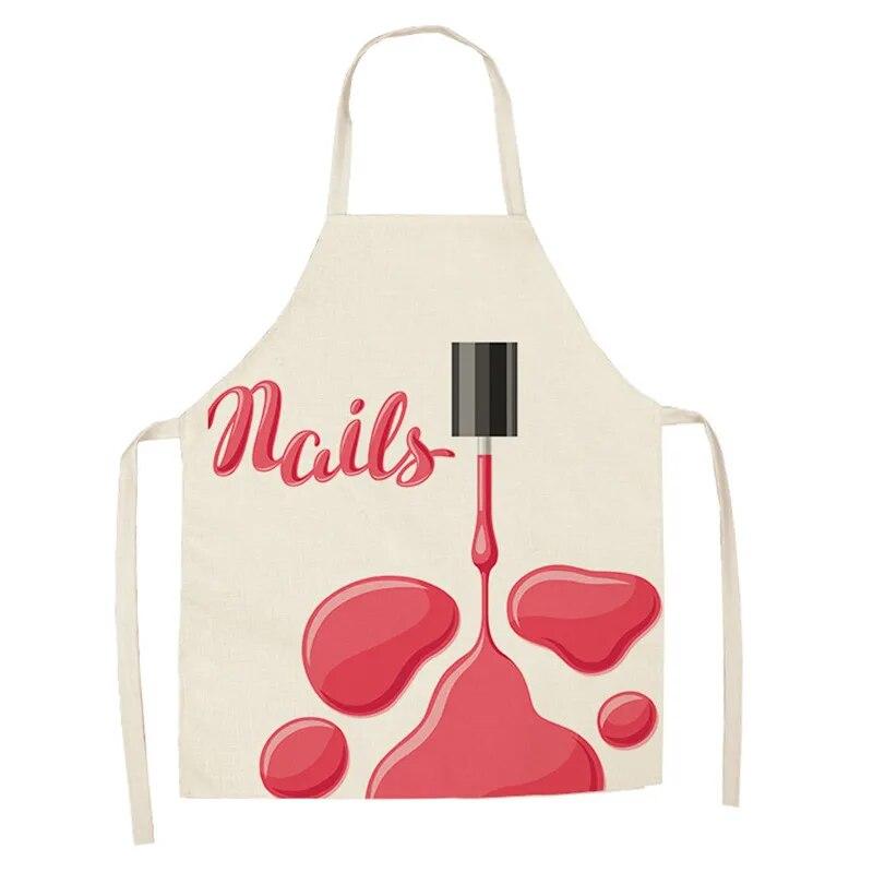 Nail Polish Themed Printed Apron Unisex Dinner Bib Kitchen Cooking Baking Apron Cleaning Accessories