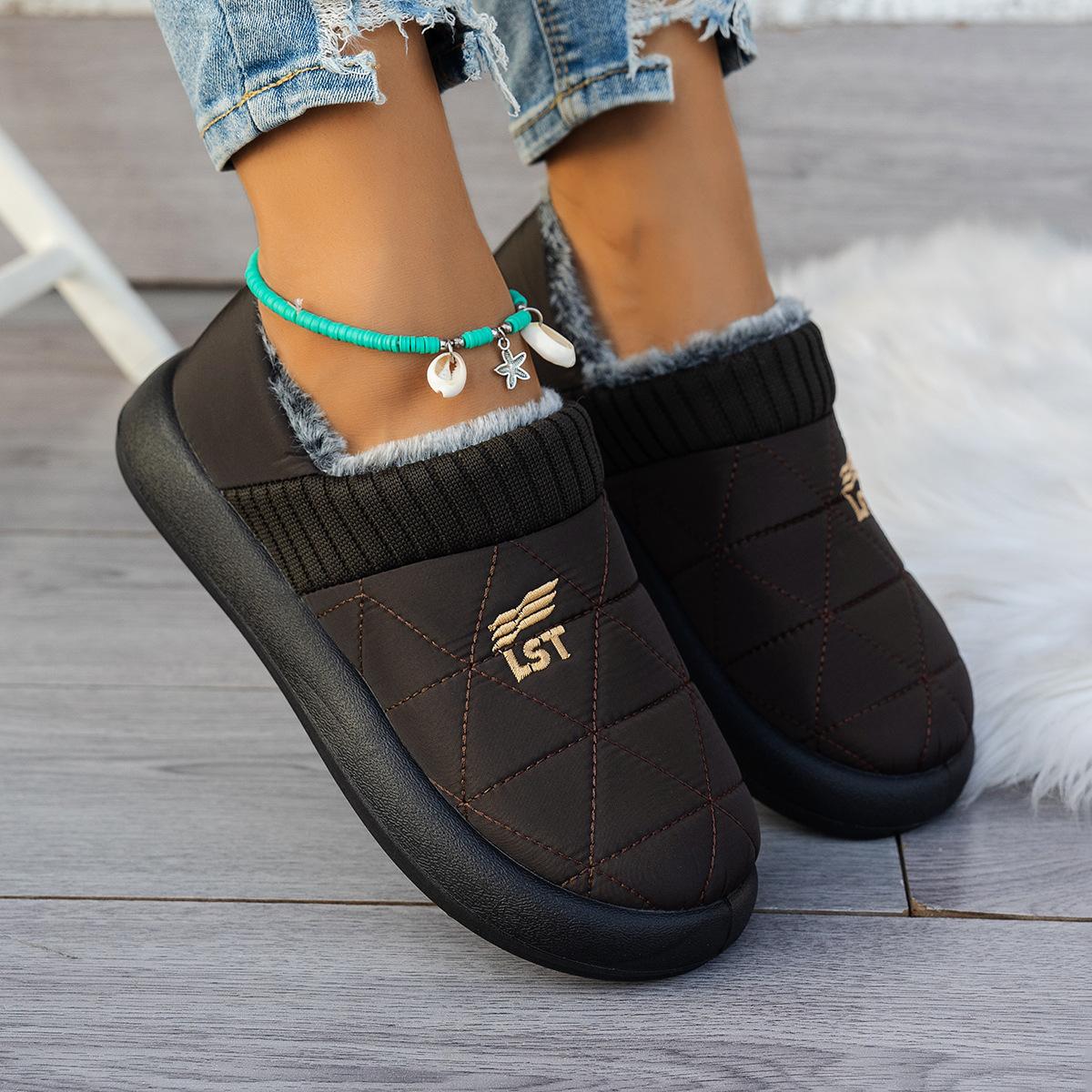 

Зимние женские бархатные утепленные теплые хлопковые туфли нескользящие водонепроницаемые маслостойкие удобные туфли для мамы офис досуг внешняя торговля 41 коричневый