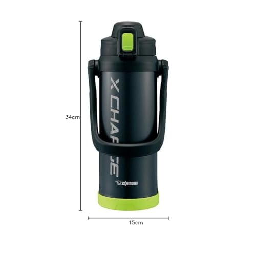 ZOJIRUSHI Water Bottle Direct Drinking Sports Type Stainless Steel Jug Bottle 2.06L Lime Black SD-BD20-BG2060ml