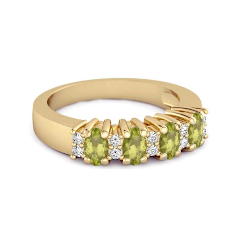 Peridot Oval Half Eternity Ring - Sterling Silver Gold Vermeil