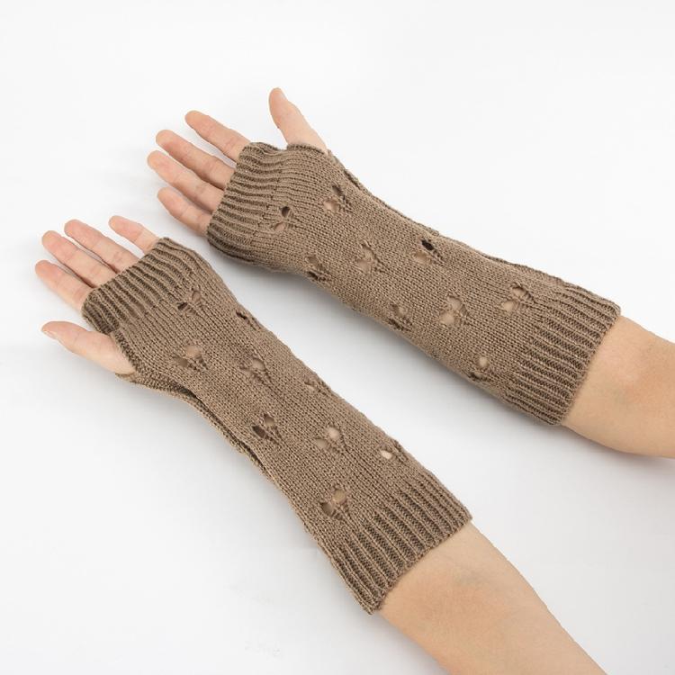Winter Hand Gloves Soft Warm Gloves Arm Crochet Hollow Out Fingerless Gloves
