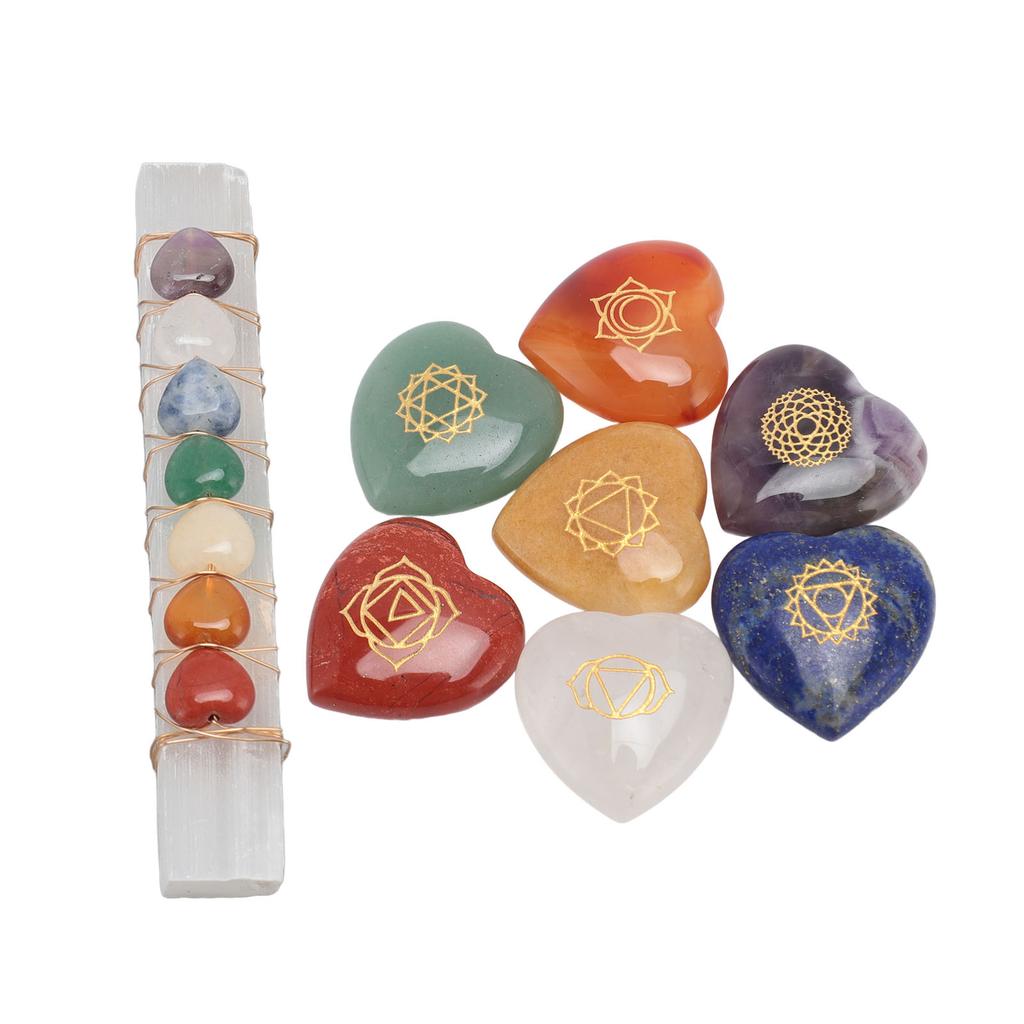 Chakra Stone Promote Positive Energy Decorative Balancing Reiki Healing Stone for Meditation Yoga Heart Shaped Chakra