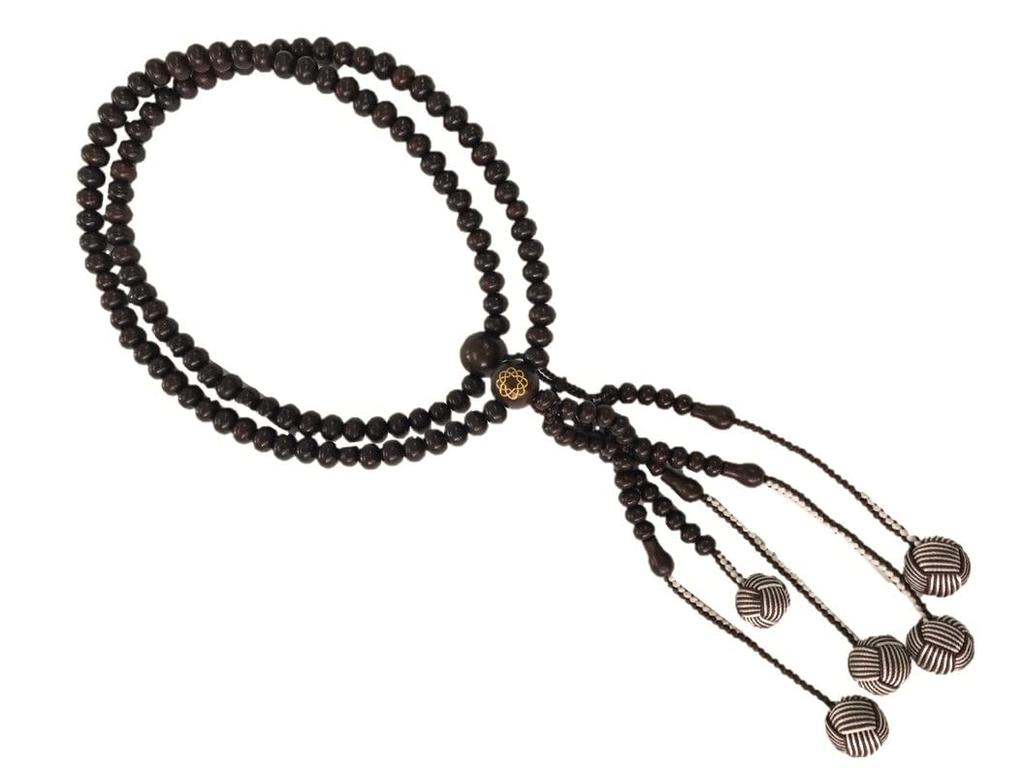 Soka Gakkai Prayer Beads Tea Wood with Eight Leaves Mark Paulownia (mala Beads) (in Box) (shaku Size)