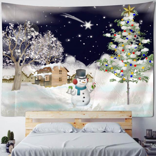 Christmas Tree Forest Snow Tapestry, Hanging Cloth, New Year Gift, Room Wall Hanging, Bohemian Style, Bedroom, Home Decoration