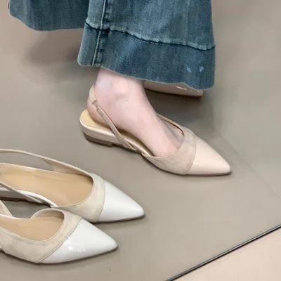French Versatile Bag Head Drag Women 2025 Spring and Summer New Temperament Pointed Sandals Commuting Gentle Wind Flat Shoes