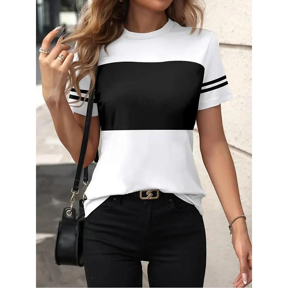 Women's T-shirt with V neck and short sleeves