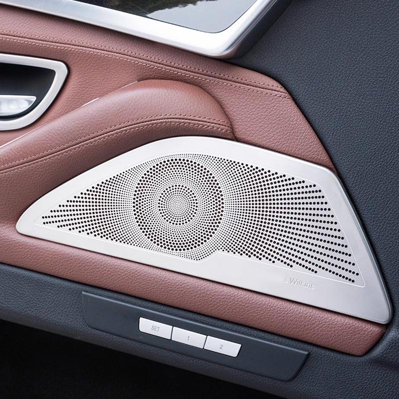 For BMW 5 Series F10 F11 2011-2016 Stainless Steel Cars Front Door Stereo Panel Speaker Decorative Cover Interior Accessories