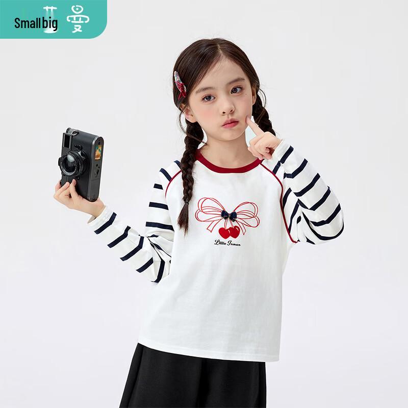Xiaoyinman Girls  Long Sleeve Layered Bow T-shirt 130