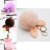 Elegant Pompon Fluffy Women Rabbit Ear Fur Ball Key Chain Rings Bag Keychain Pendant