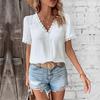 Fashion Vintage Puff Sleeve V-neck Shirt Women 2026 Summer White Blouse Woman Casual Short Sleeve Ladies Tops Blusas Mujer 27122