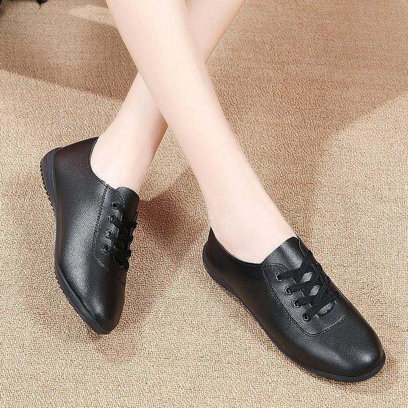 Women's Flats Lacing Black Driving Shoes Comfort Casual White Walking Minimalist Business Office Shoes Large Size