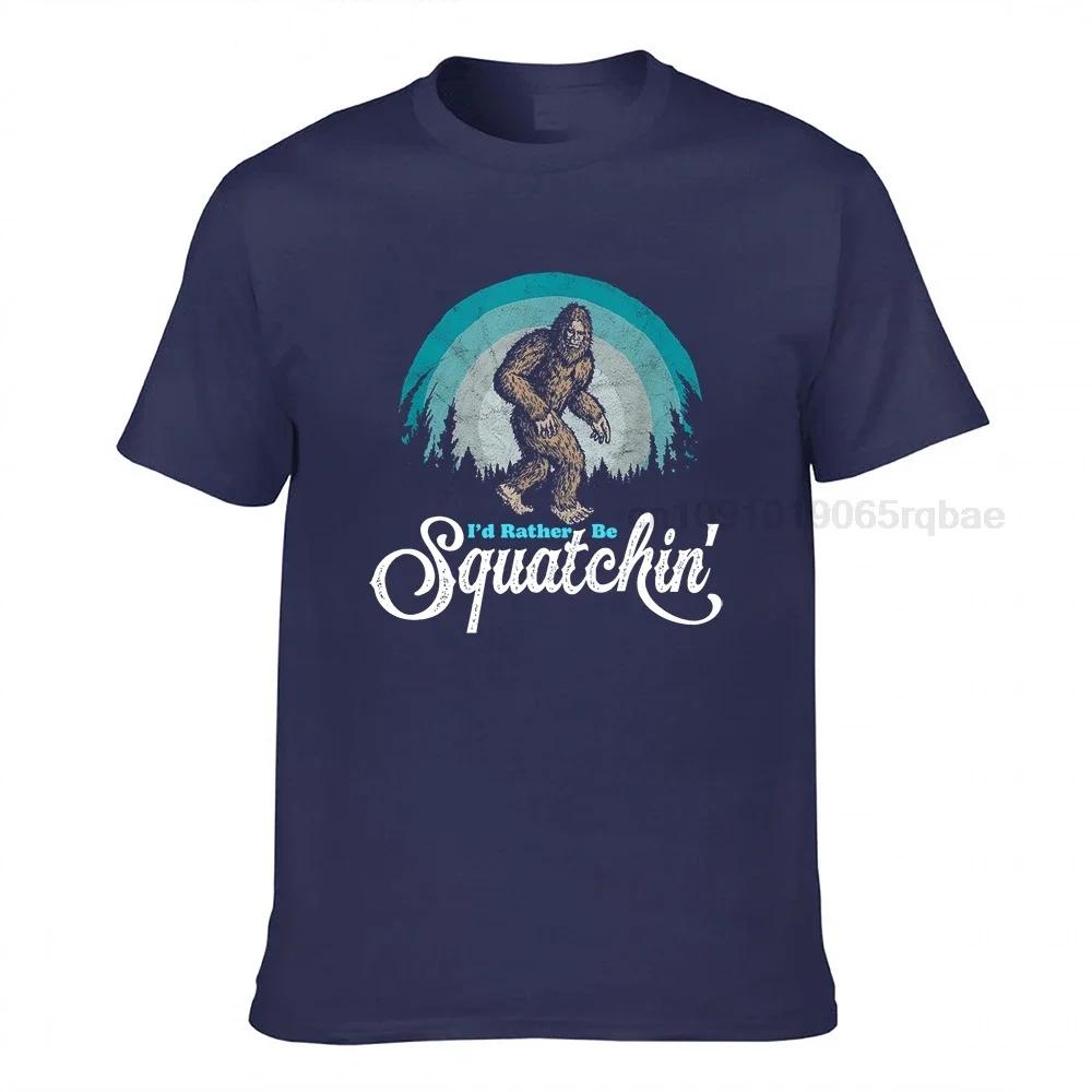 Id Rather Be Squatchin Vintage Funny Bigfoot 80s Sasquatch Tshirt Camisas Unisex Fashion Rtro Funny Tops T Shirt Cotton Clothes