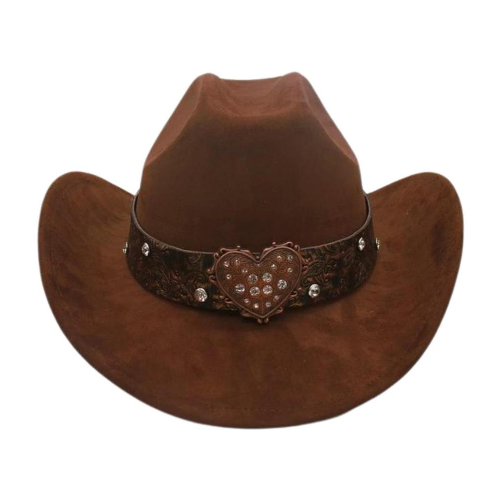 Premium Sense One-Word Top Suede Top Hat Jazz Hat New Love Diamond-Encrusted Western Cowboy Hat