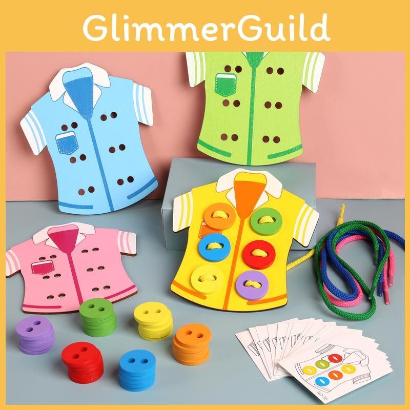 Ropes Wooden Threading Clothes Educational Hand Eye Coordination Toy For Kids