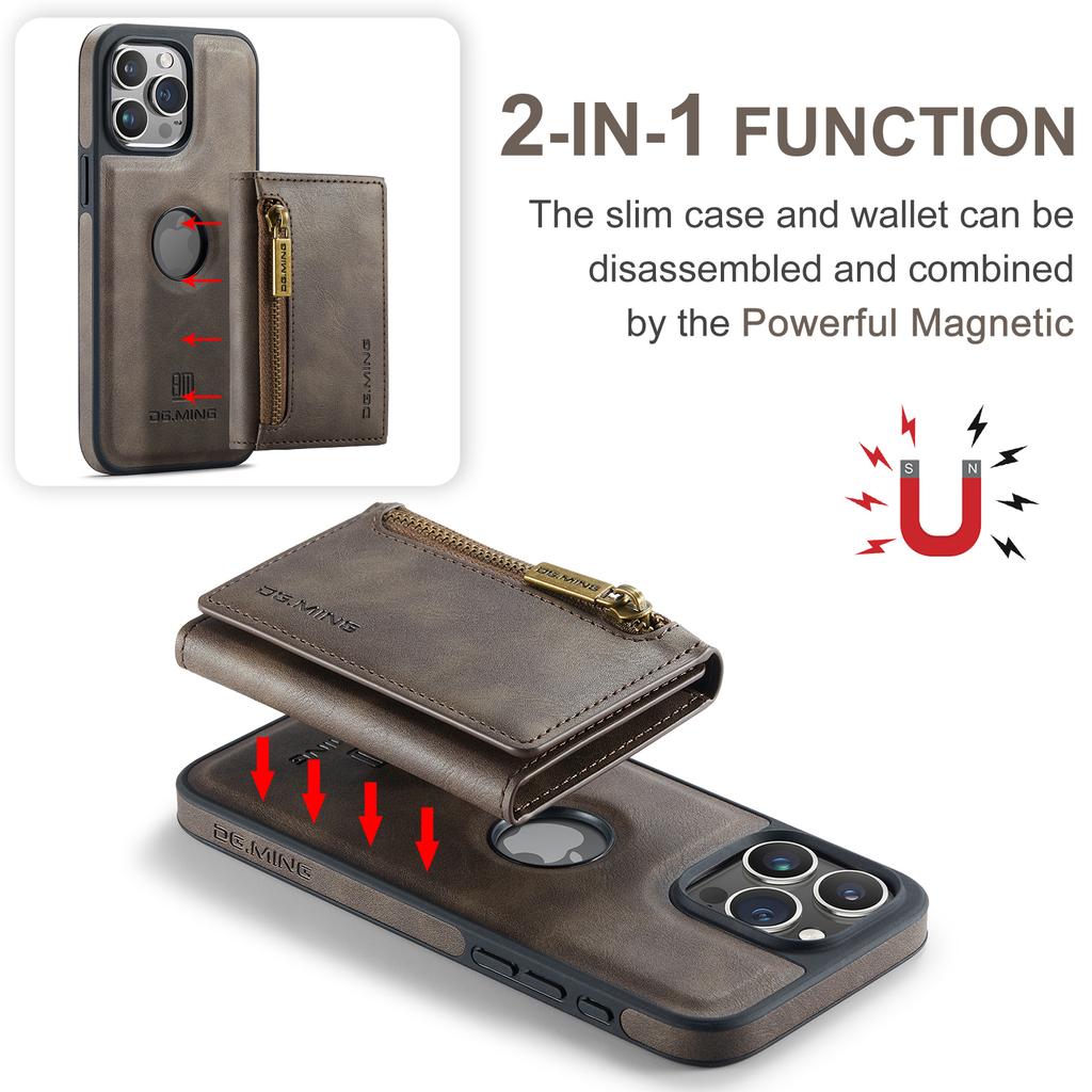 2in1 Removable Leather Card Holder Magsafe Phone Case for iPhone 14 15 13 12 11 Pro Max Plus Magnetic Wallet Shockproof Cover