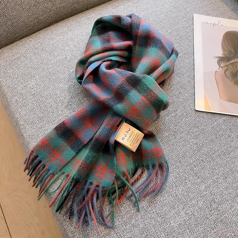 100% Wool Luxury Brands Classic England Style Women Scarf Fashion Stripe Plaid Scarves Tassel Shawls Pashmina Lady Wrap 32*180cm