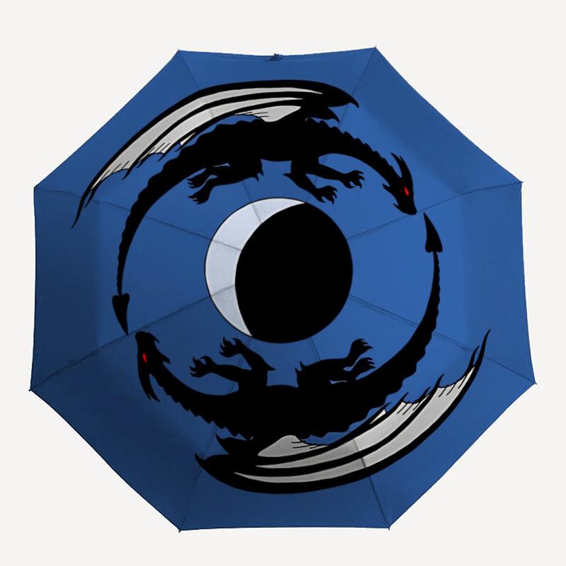 

1pc Dragon Moon Automatic Open/close, Heavy-Duty Iron Frame & 8-Rib structure, Compact Folding Umbrella for Women/Men, All-Season Travel, Halloween an