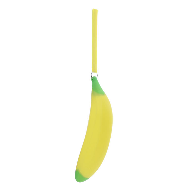 Novelty Funny Silicone Purses Multifunction Pencil Case Portable Yellow Banana Coin Purse Bag Wallet Key Bag Pouch