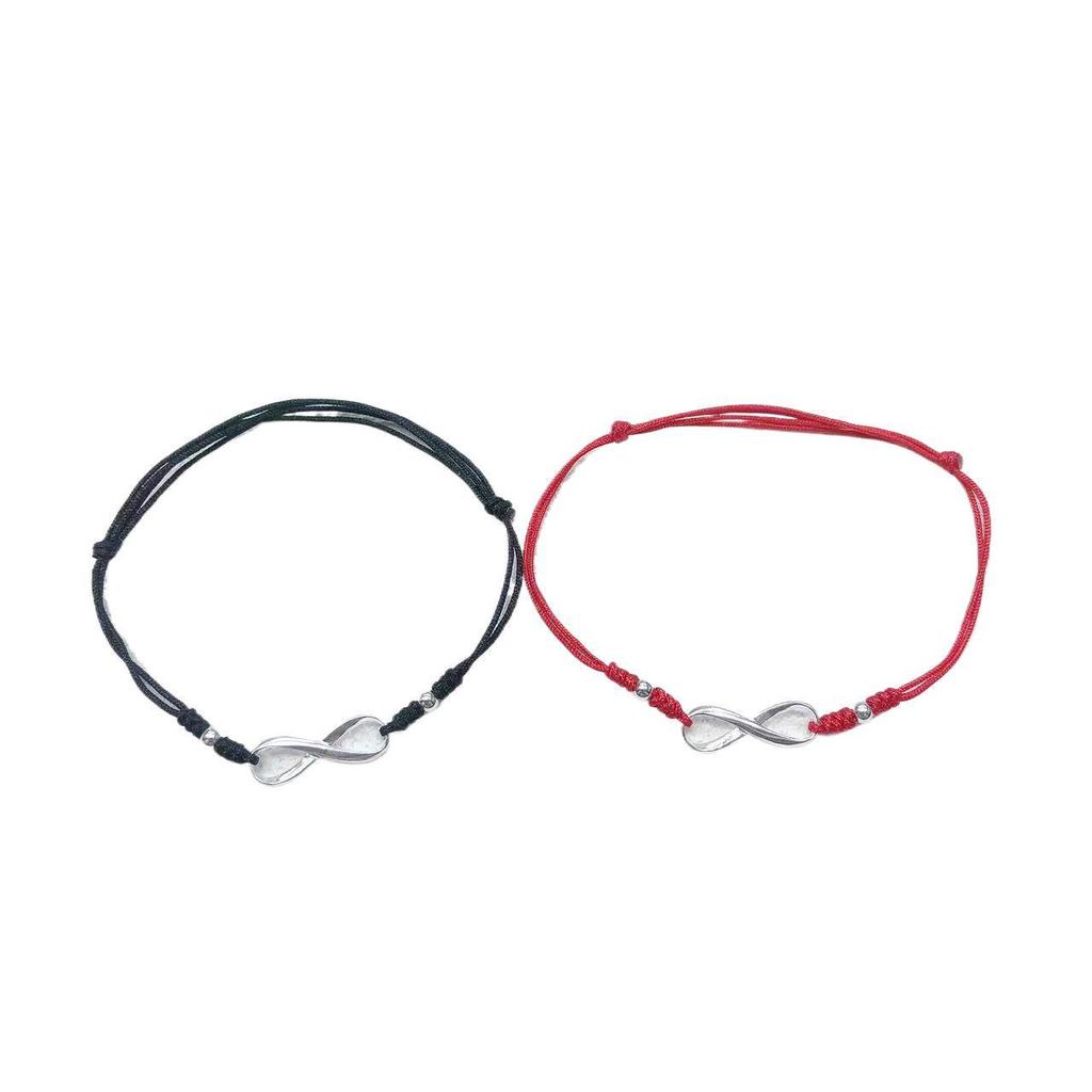 925 Sterling Silver Figure 8 Infinity Love Woven Couple Bracelet