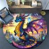 Fantasy Dragon Castle Round Area Rug,Carpet Rug for Living Room Bedroom Sofa Playroom Decor,Non-slip Floor Mat