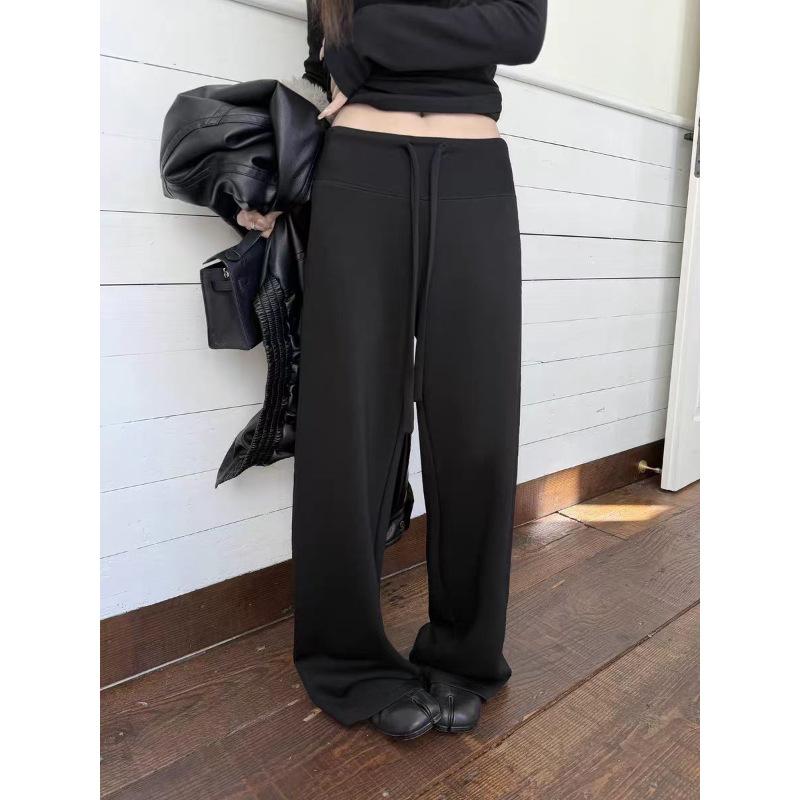 Women's Mid Rise Wide Leg Pants Loose Fit Korean Casual Viscose Trousers Solid Slight Stretch Breathable Walking Bottoms