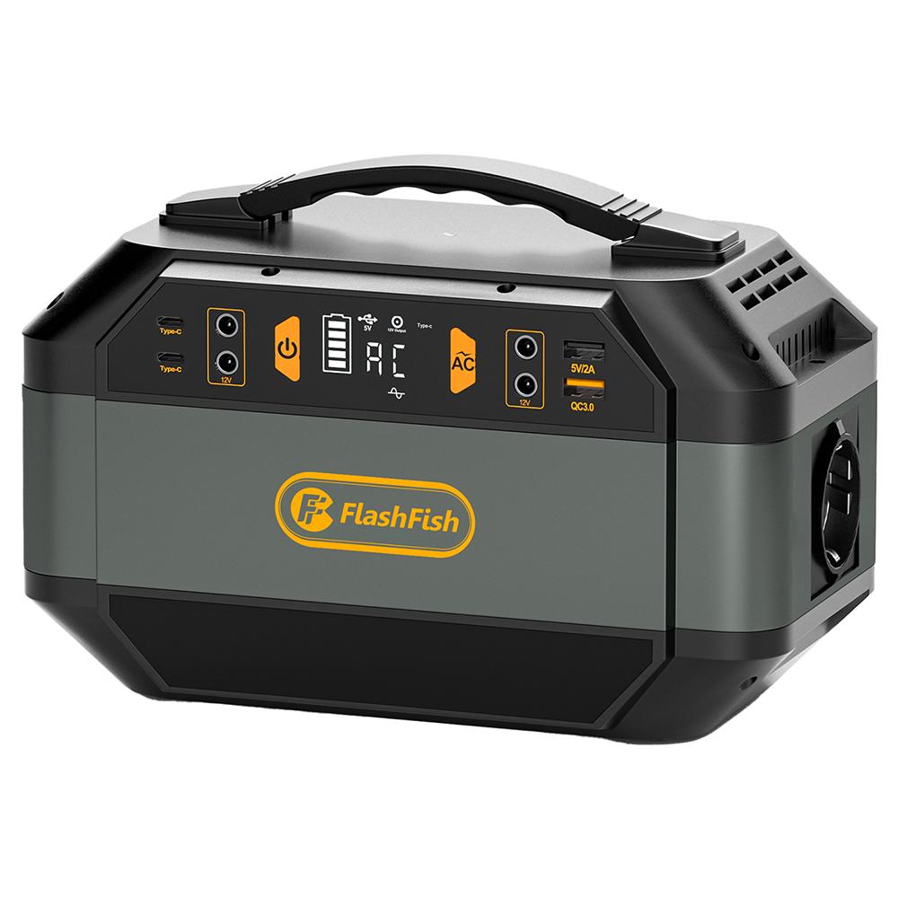 FlashFish P56 Draagbaar Energie Station, 288,6 Wh/78000 mAh Batterijpakket Zonne-Generator, 330W AC Uitgang, 600W Piekvermogen, 9 Uitgangen zwart