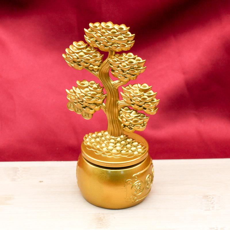 Yuanbao Money Tree Rotating Ornament - Wealth and Fortune Gift for Office or Shop Openings
