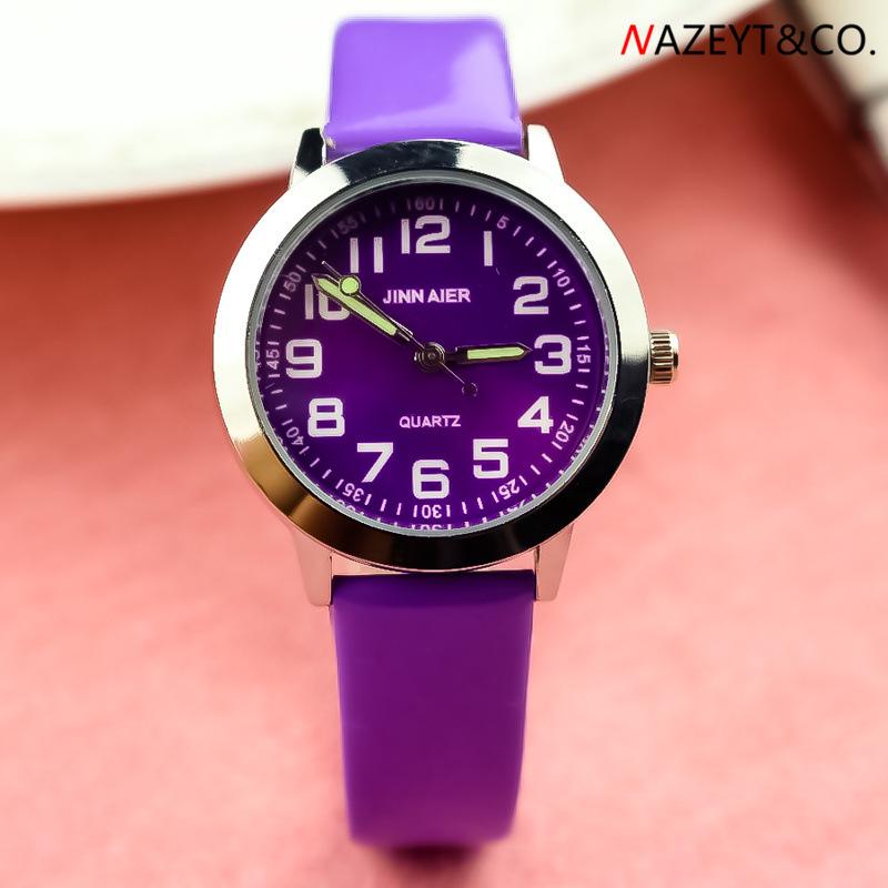 

Kids Educational Quartz Watch with Colorful Face, Luminous Hands, and Leather Strap чёрный