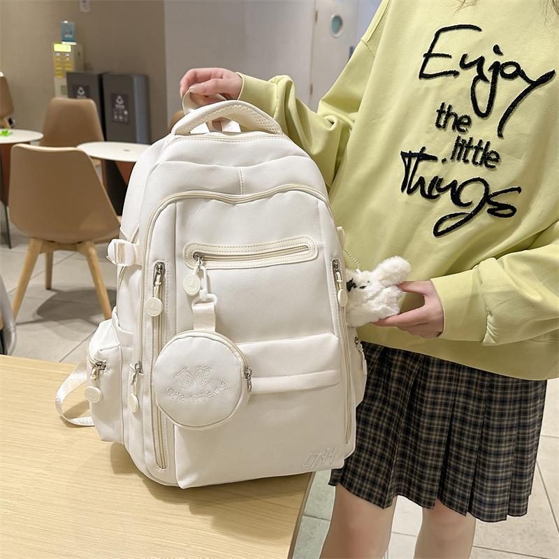Women's Backpack Campus Large Capacity Backpack Student Schoolbag with Coin Purse